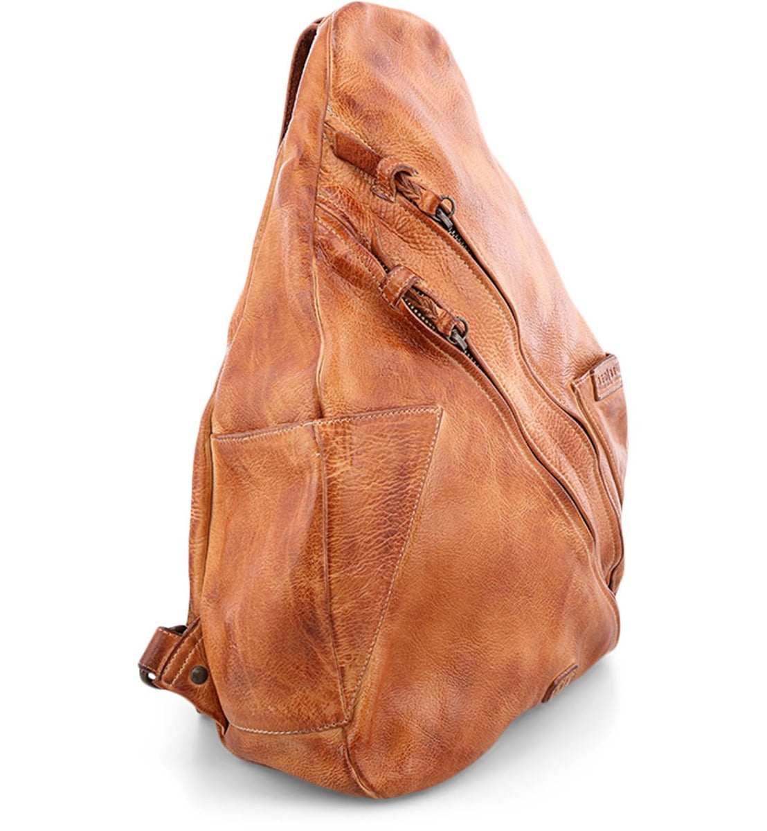 A Tommie leather backpack by Bed Stu on a white background.
