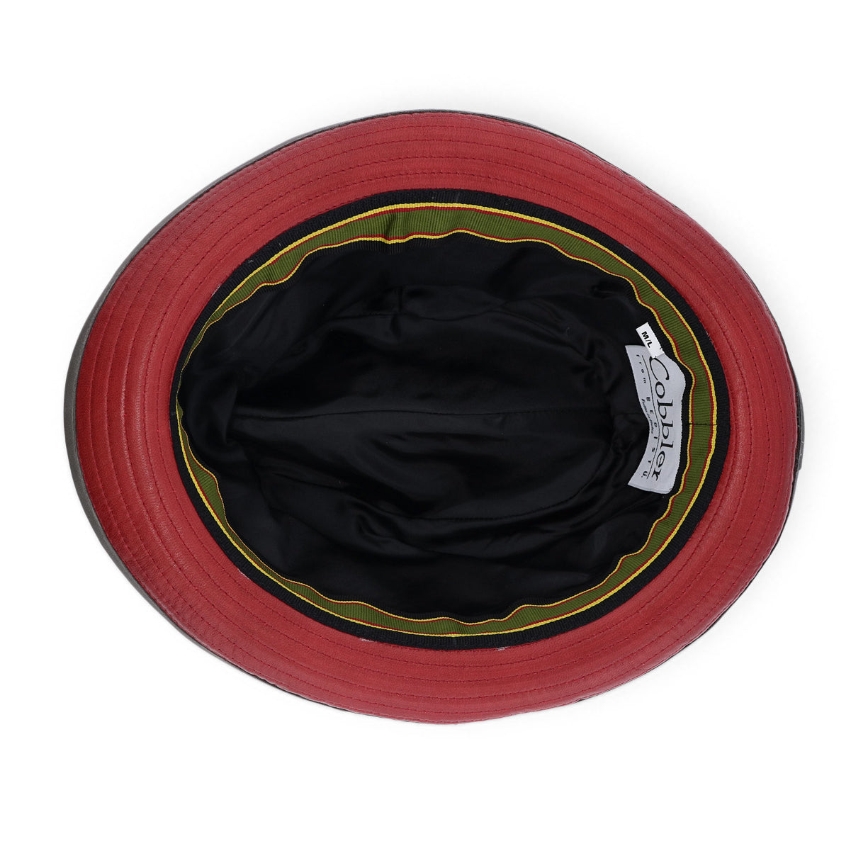 A Turino bucket hat by Bed Stu, featuring red and yellow colors, against a white background.