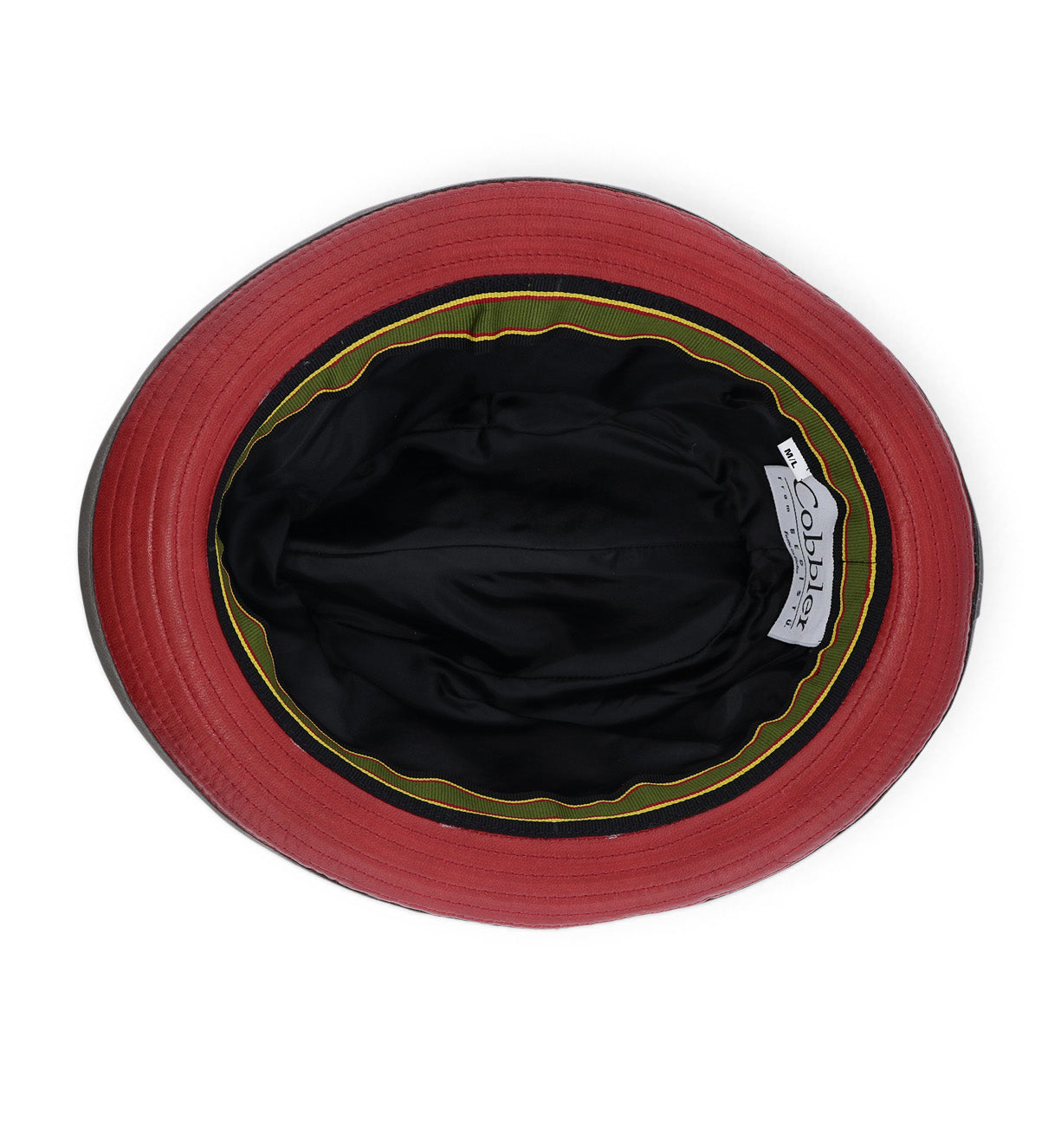 A Turino bucket hat by Bed Stu, featuring red and yellow colors, against a white background.