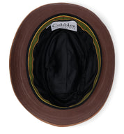 A brown Turino hat with a green and yellow stripe from Bed Stu.