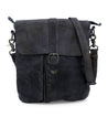 A black leather Jack messenger bag with two straps from Bed Stu.