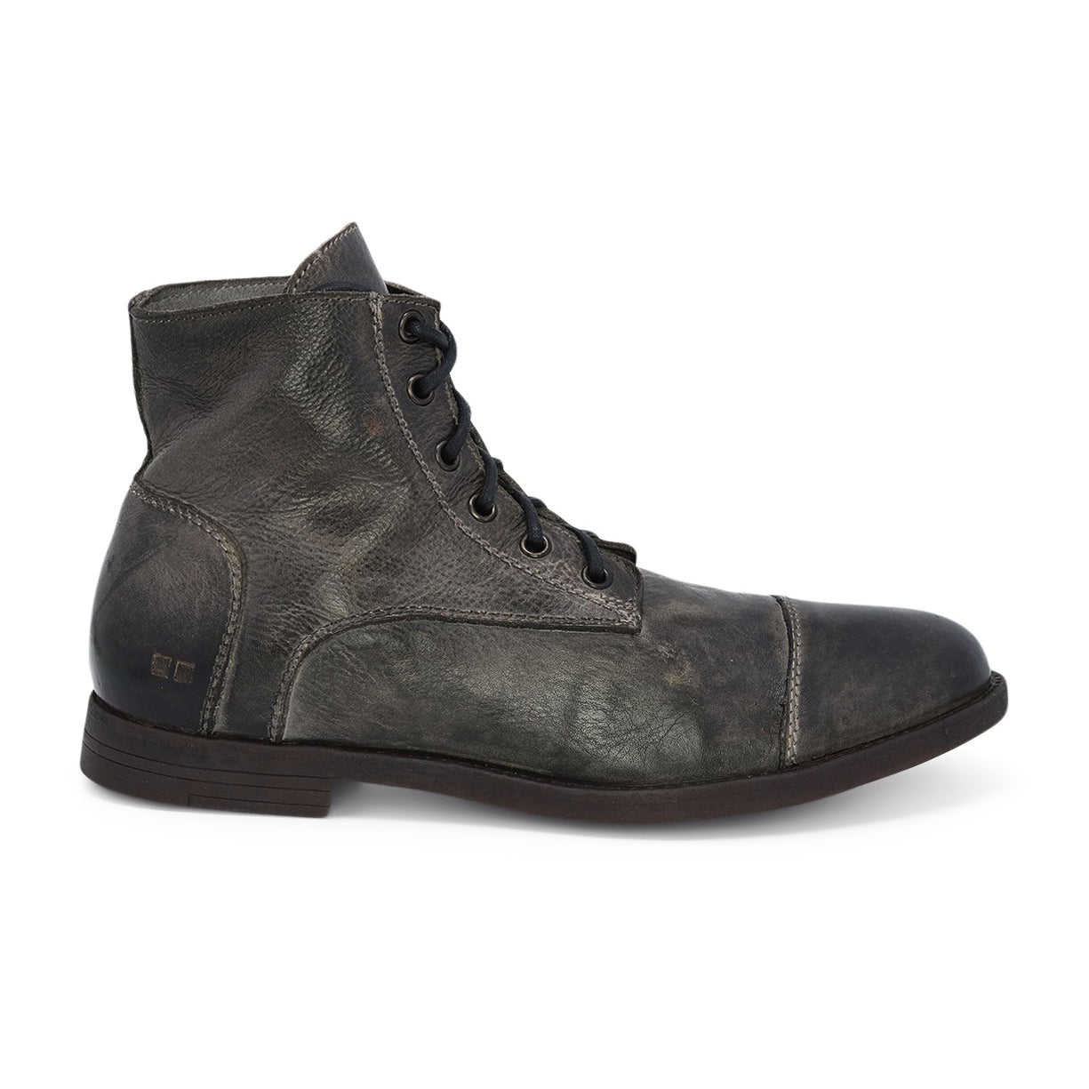 A pair of Leonardo grey leather boots with laces by Bed Stu.