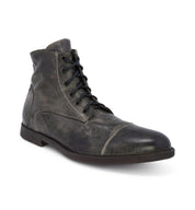Men's grey leather lace up Bed Stu Leonardo boots.