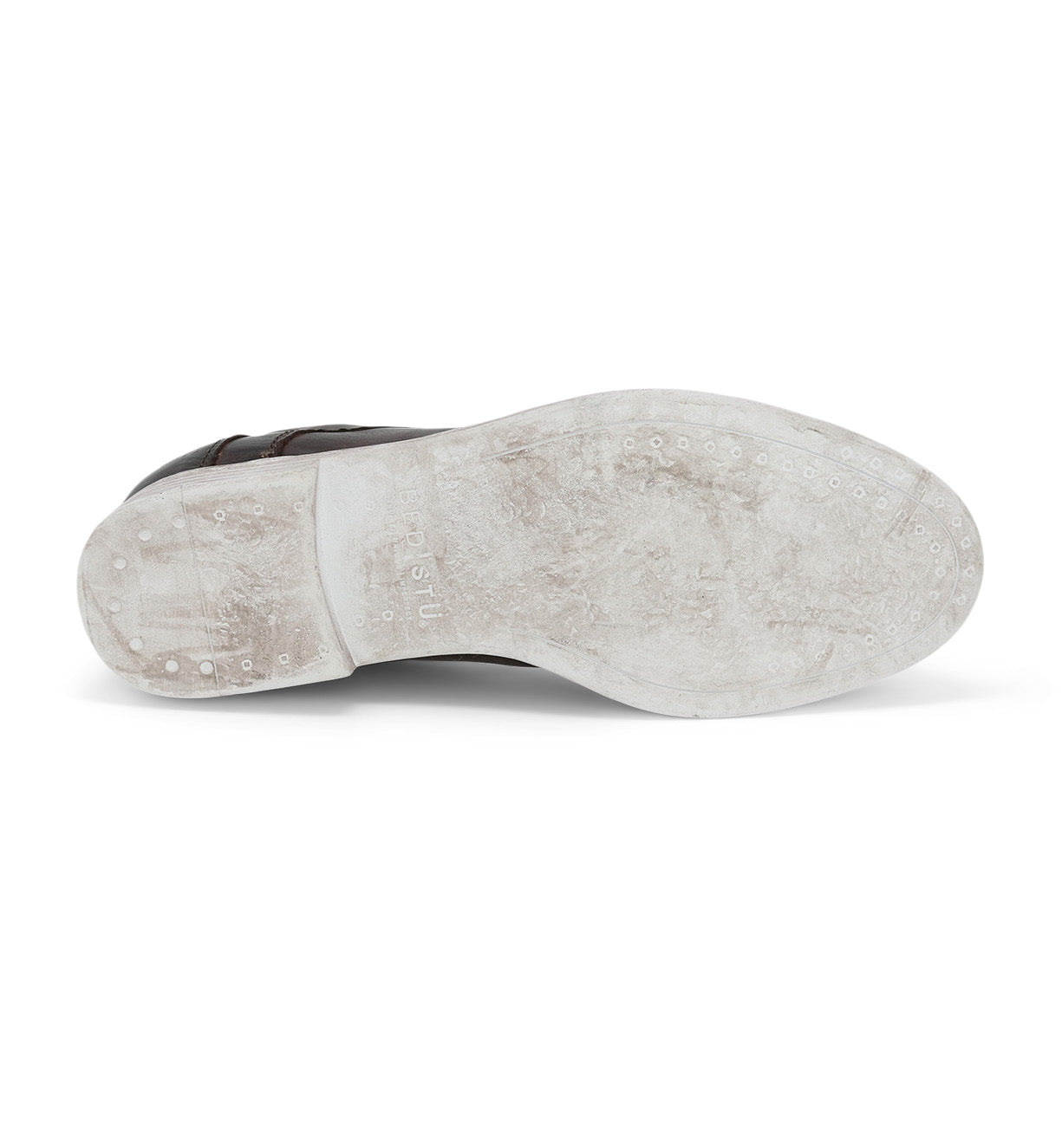A pair of Leonardo shoes with white soles on a white background by Bed Stu.