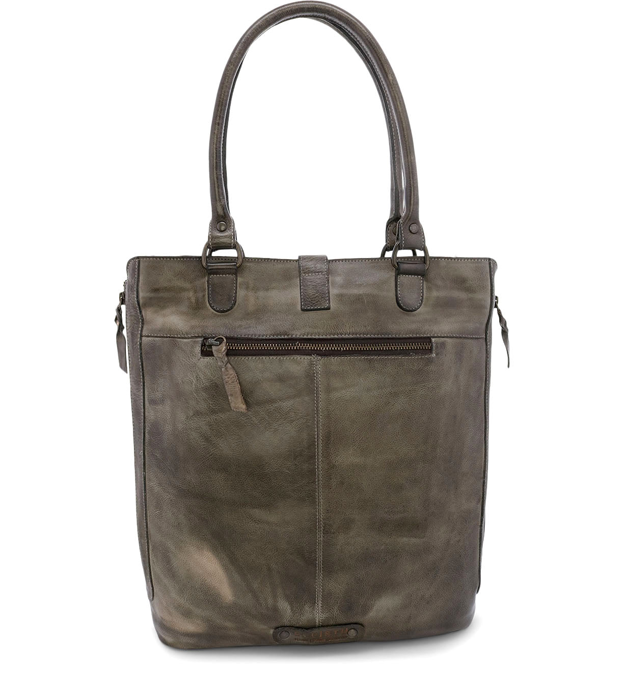 The Mildred by Bed Stu women's grey leather tote bag.