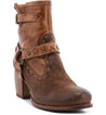 An Octane II women's brown ankle boot with buckles and straps by Bed Stu.