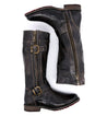 A pair of Gogo Lug black leather boots with buckles by Bed Stu.