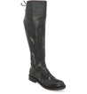 A women's black leather knee high boot, the Manchester Wide Calf by Bed Stu.