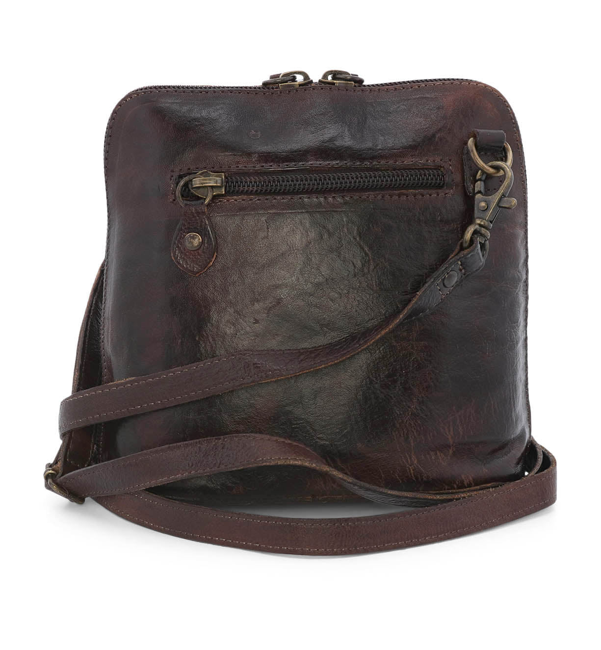 A brown leather Ventura cross body bag with a strap by Bed Stu.