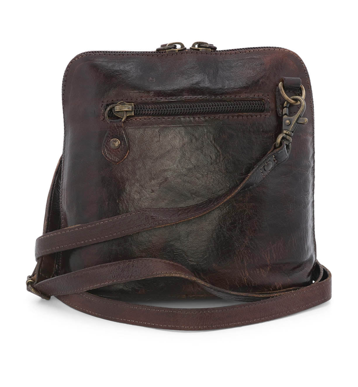 A brown leather Ventura cross body bag with a strap by Bed Stu.
