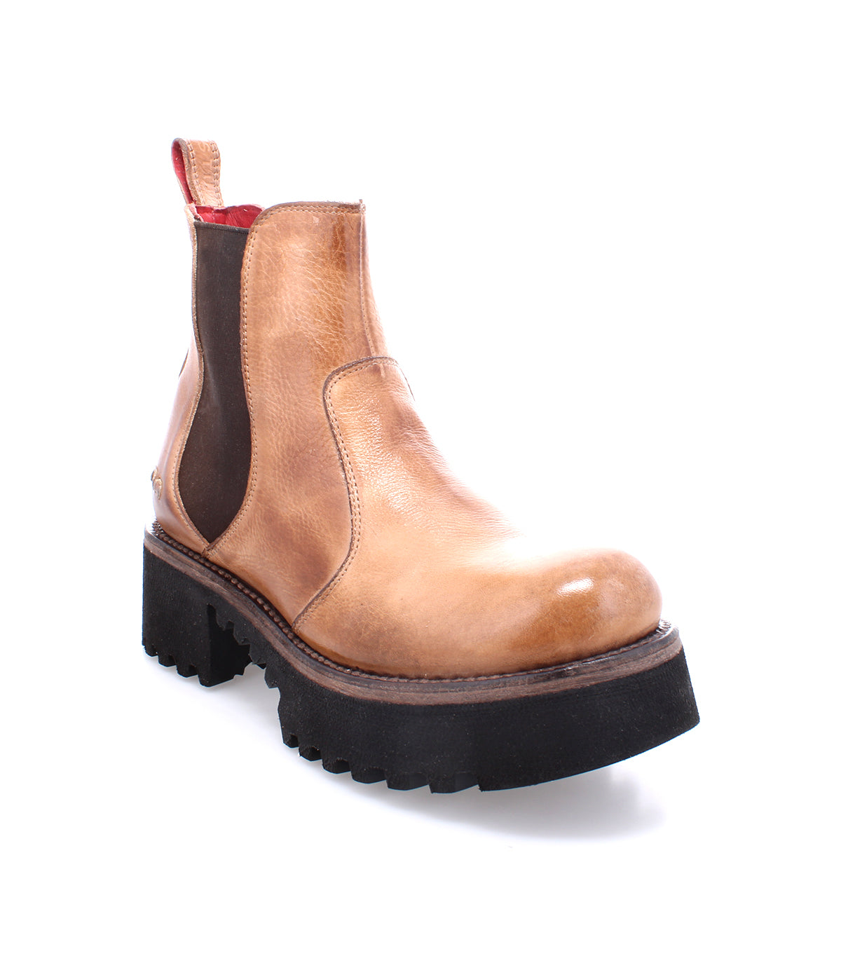 A tan leather Bed Stu Valda Hi Chelsea boot.