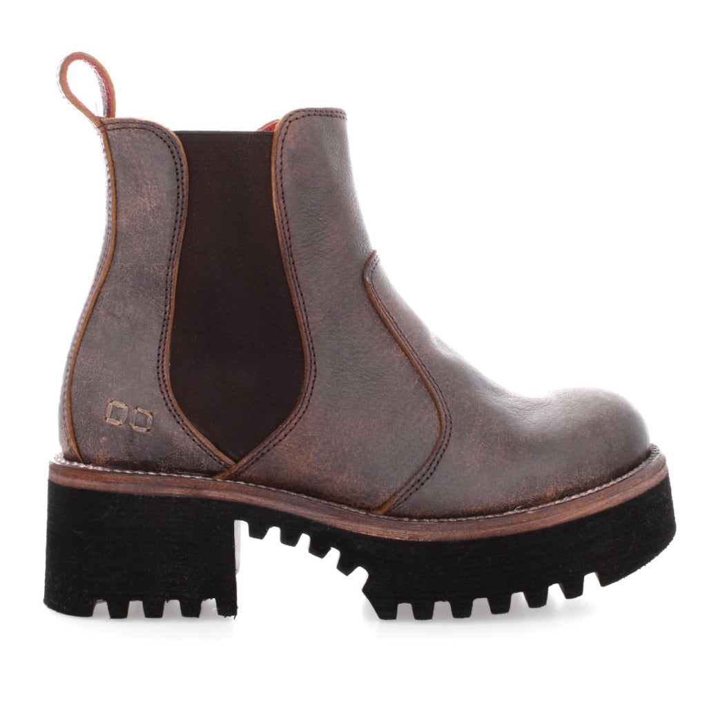 A women's brown Valda Hi chelsea boot with a black sole from Bed Stu.