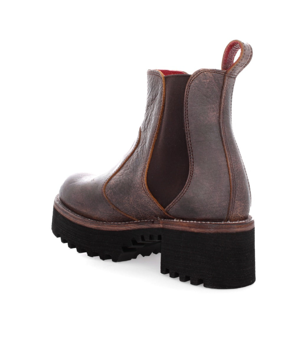 A brown leather Valda Hi chelsea boot with a black sole by Bed Stu.