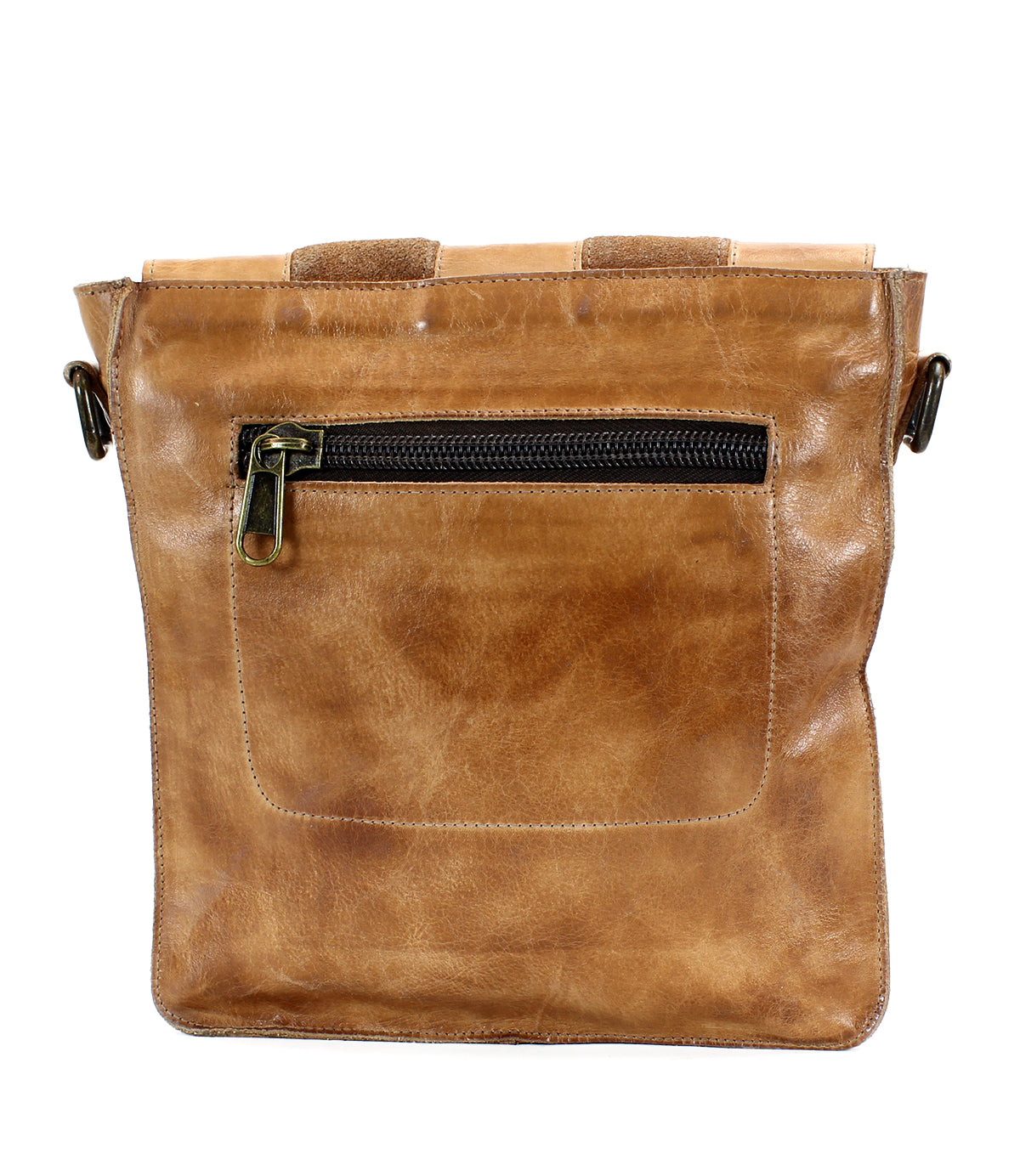 Venice Beach II leather shoulder bag with a checkered front panel, isolated on a white background by Bed Stu.