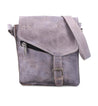 A timeless Venice Beach grey leather messenger bag with a zipper, handmade and vintage-inspired, by Bed Stu.