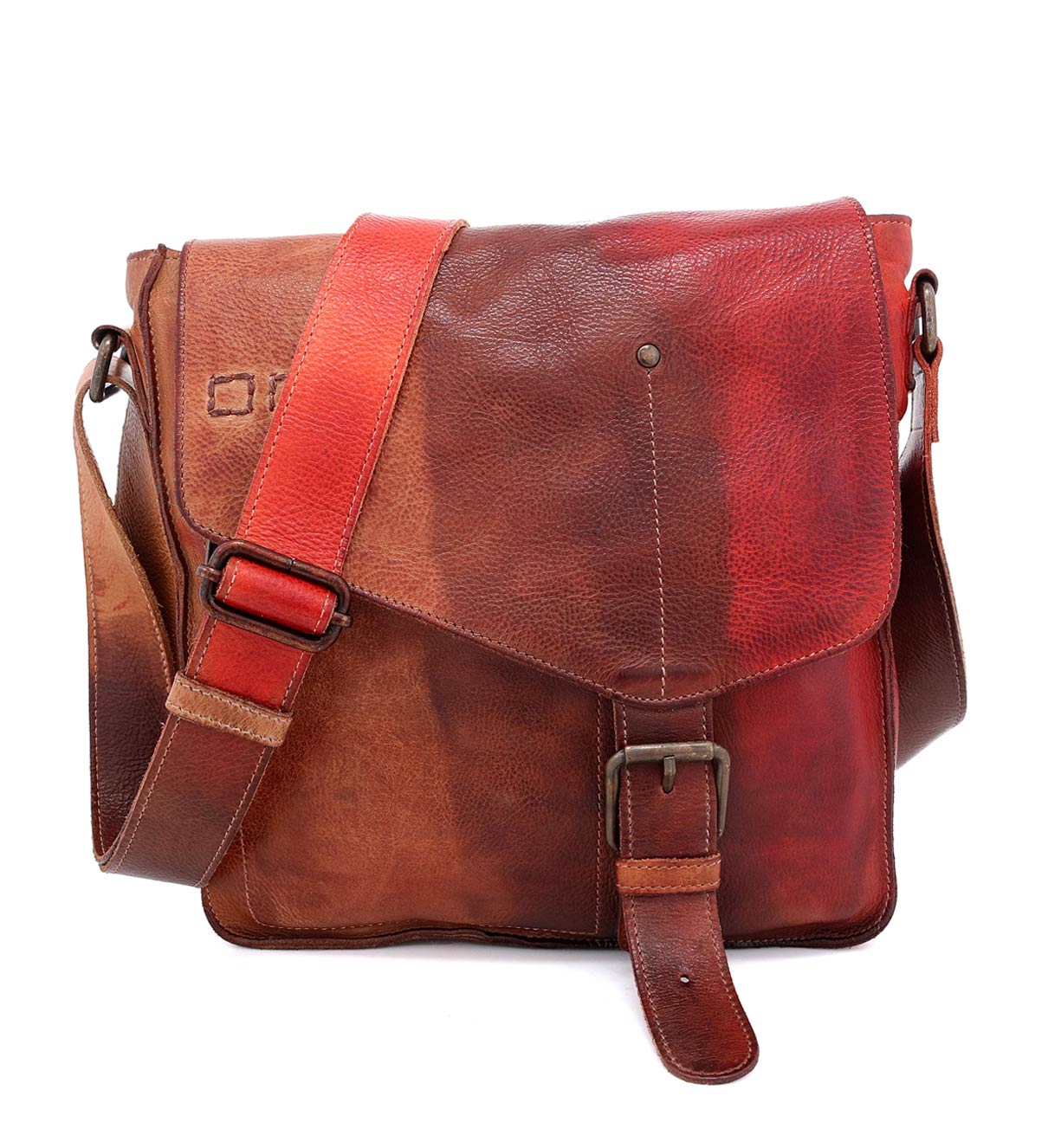 A timeless Venice Beach brown leather messenger bag with a handmade strap by Bed Stu.