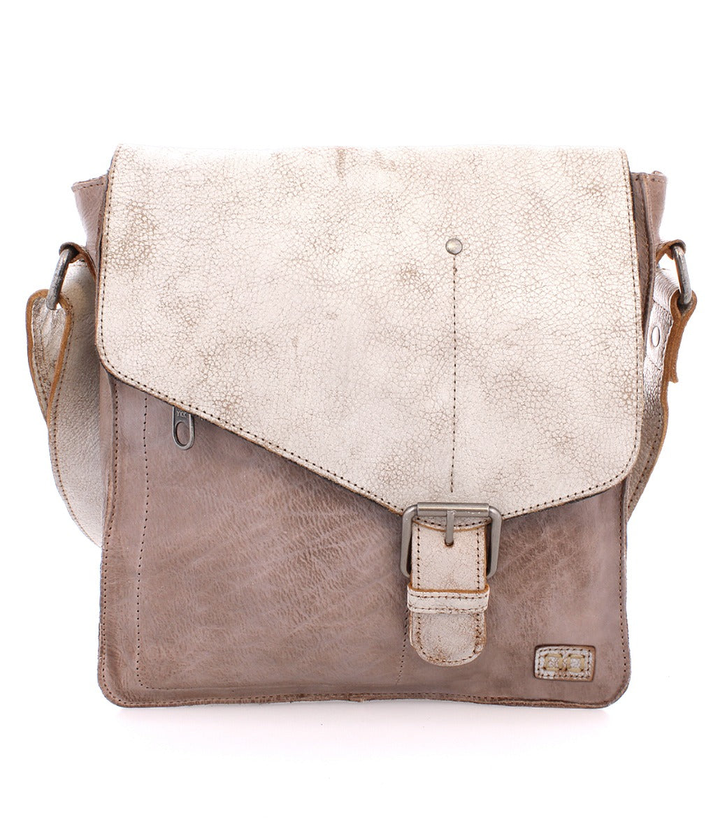 A Venice Beach leather messenger bag with an adjustable strap, made by Bed Stu.