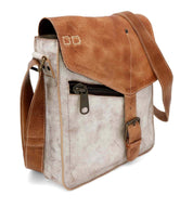 A white and tan Venice Beach pure leather messenger bag by Bed Stu.