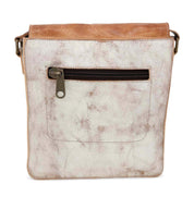 A white and tan leather Venice Beach bag with a zippered compartment by Bed Stu.