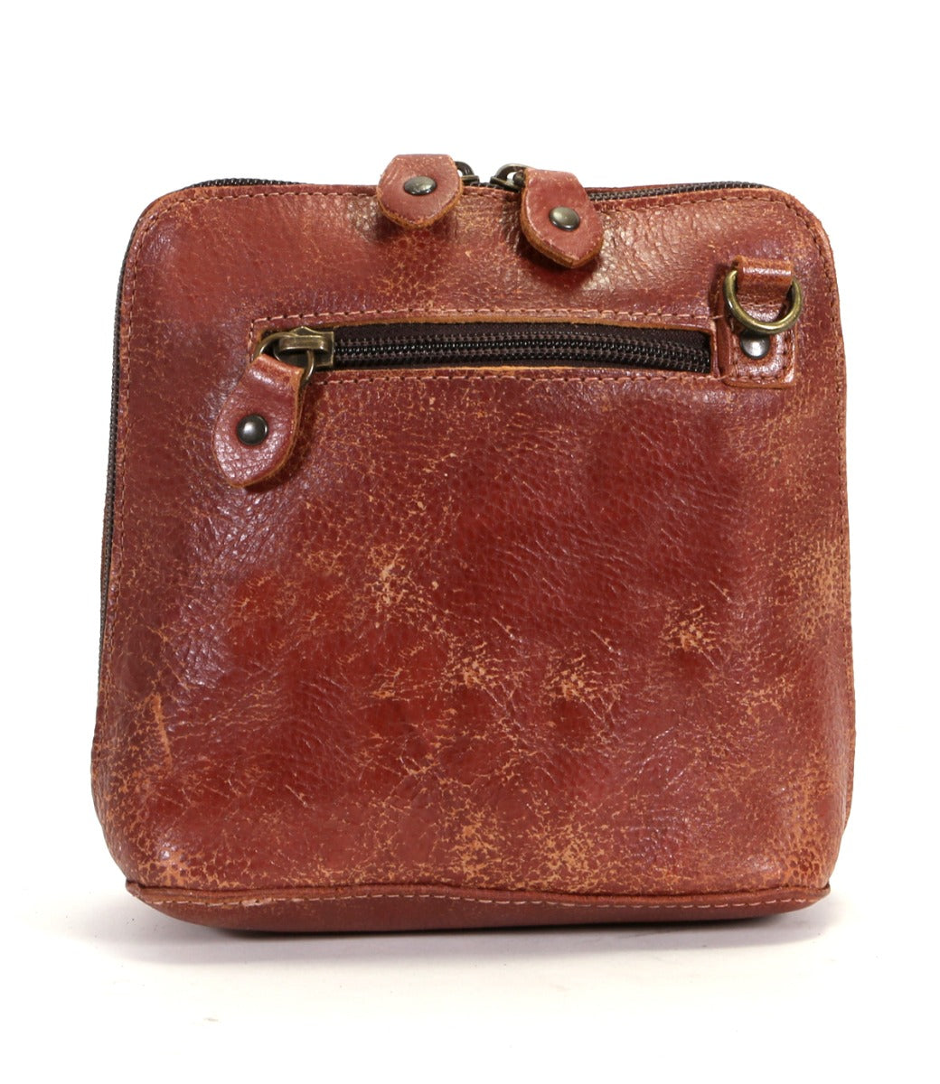 A brown leather Ventura cross body bag with a zipper by Bed Stu.