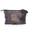 A Viana grey leather clutch bag with a metal zipper by Bed Stu.