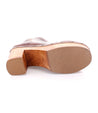 A pair of luxury Bed Stu Viena brown leather shoes with wooden soles on a white background.