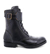 Men's black leather Walker combat boots with buckles from Bed Stu.