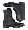 A pair of Bed Stu black leather boots with buckles.