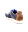 A pair of Bed Stu Wardell men's distressed blue leather lace-up sneakers on a white background.