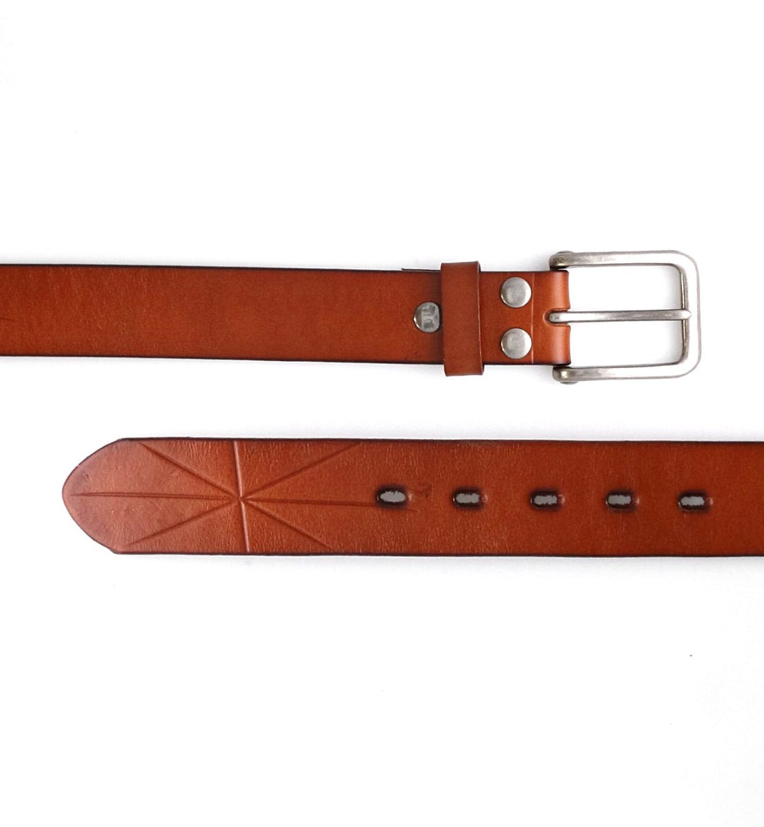 A Westham leather belt by Bed Stu on a white background.
