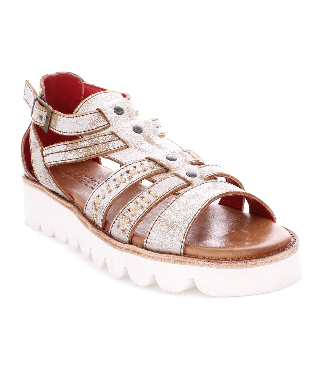 A women's Bed Stu Wonder sandal with straps and a white sole.