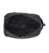 A Yatra by Bed Stu black leather toiletry bag on a white background.