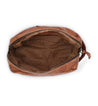 The inside of a Yatra brown leather bag by Bed Stu.