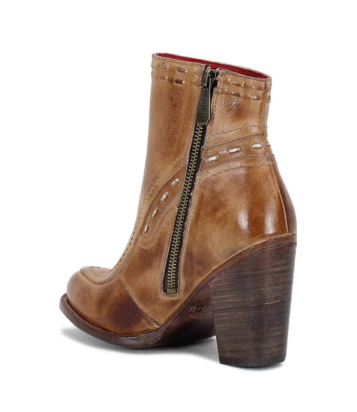 A women's Bed Stu Yuno ankle boot in leather with a zipper.