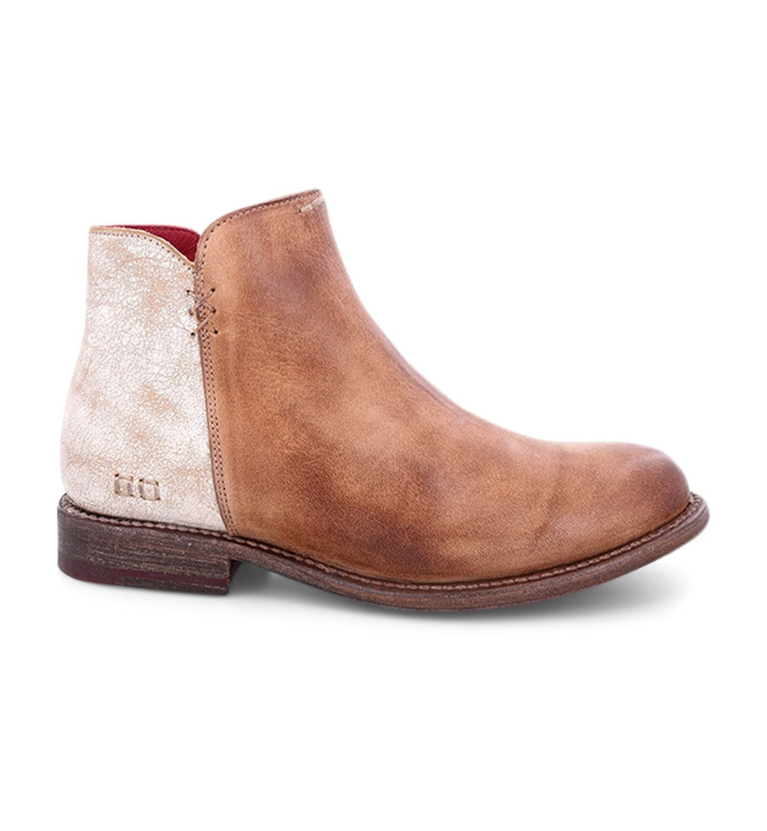 The Yurisa women's chelsea boot in tan and white leather by Bed Stu.