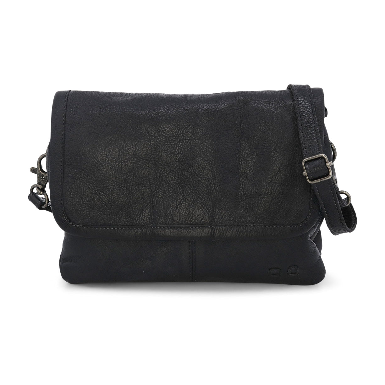 A black leather Ziggy cross body bag with an adjustable strap from Bed Stu.