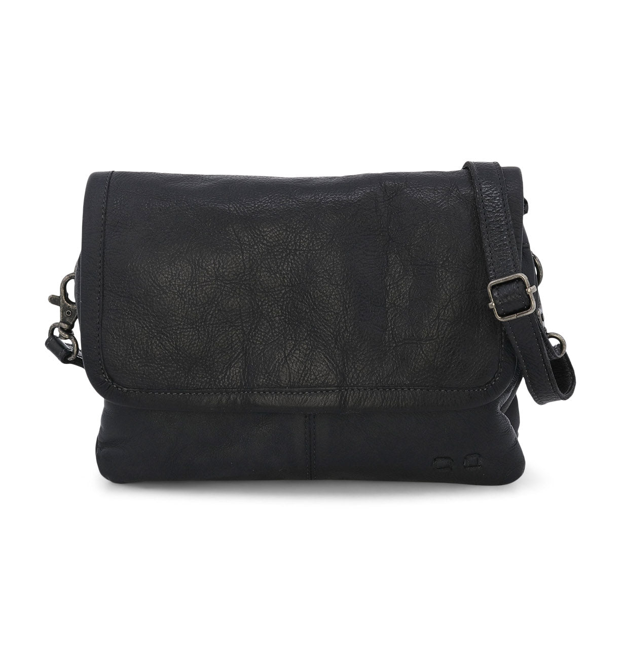 A black leather Ziggy cross body bag with an adjustable strap from Bed Stu.