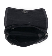 A black Ziggy purse with a zipper on the side made by Bed Stu.