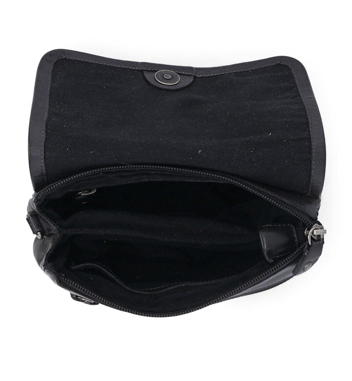 A black Ziggy purse with a zipper on the side made by Bed Stu.